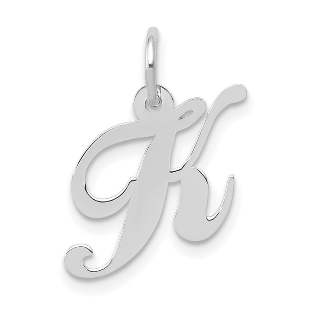 10k White Gold Small Fancy Script Initial K Charm - image 1